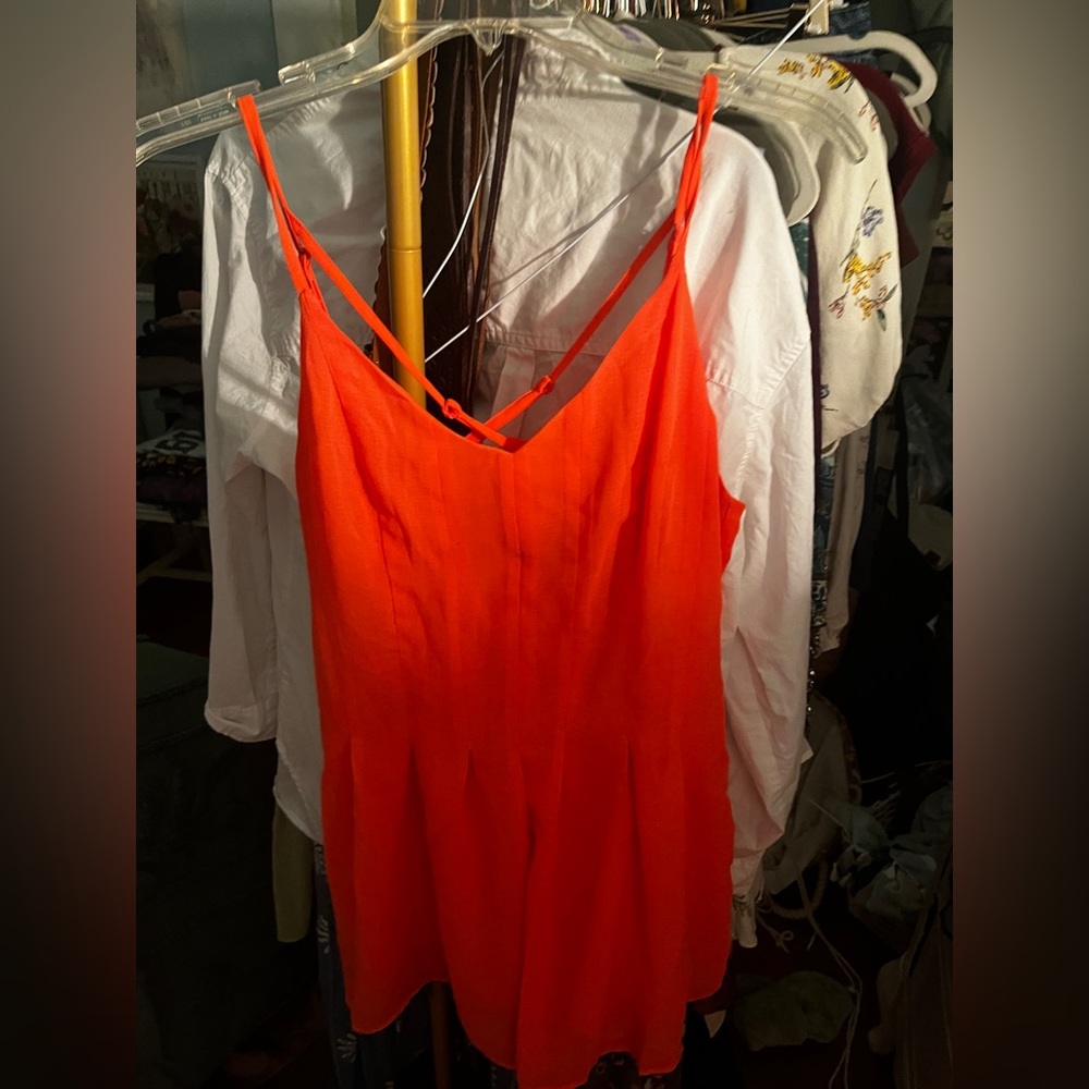 Neon coral romper